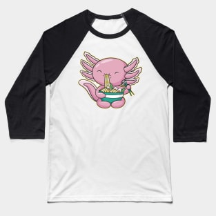 Cute Axolotl Eating Ramen Baseball T-Shirt